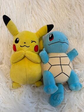 Pikachu & Squirtle Plush Toy Duo - Yellow & Blue Stuffed Animals
